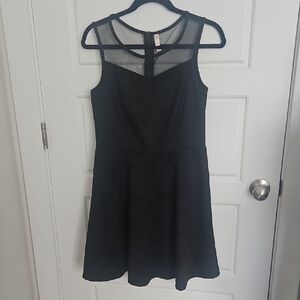 Xhilaration Black Mesh Detail Mini Dress